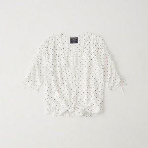 Abercrombie & Fitch Tie-Front Polka Dot Blouse